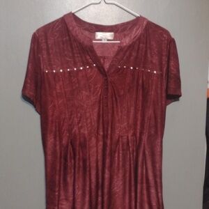 Shannon Ford red blouse with pleats in the front size medium